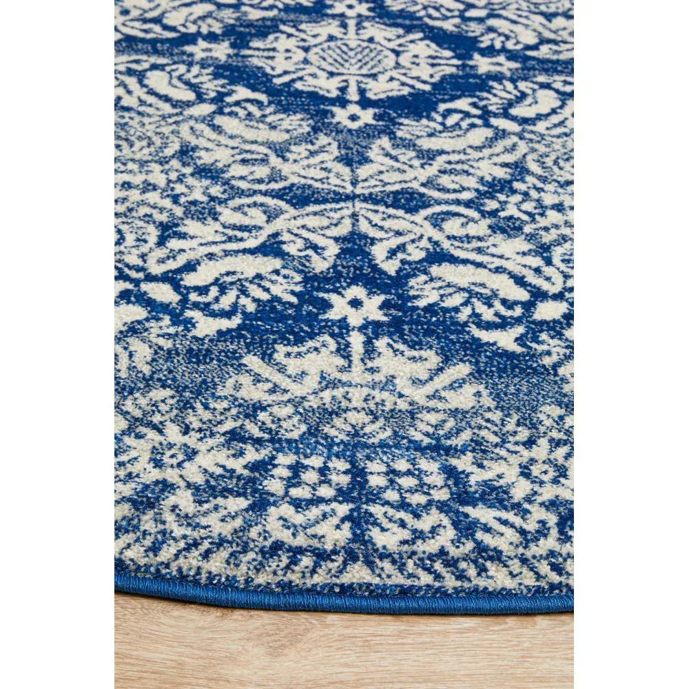 Mirage Gwyneth Stunning Transitional Navy Round Rug - ICONIC RUGS