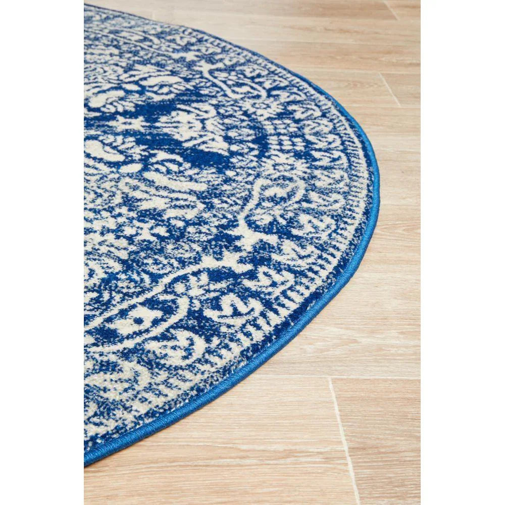 Mirage Gwyneth Stunning Transitional Navy Round Rug - ICONIC RUGS