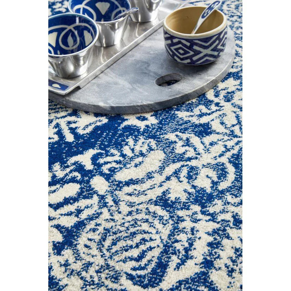 Mirage Gwyneth Stunning Transitional Navy Round Rug - ICONIC RUGS