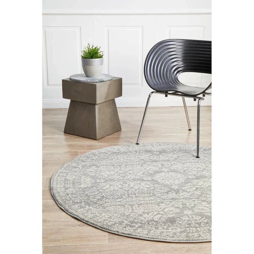 Mirage Gwyneth Stunning Transitional Silver Round Rug - ICONIC RUGS