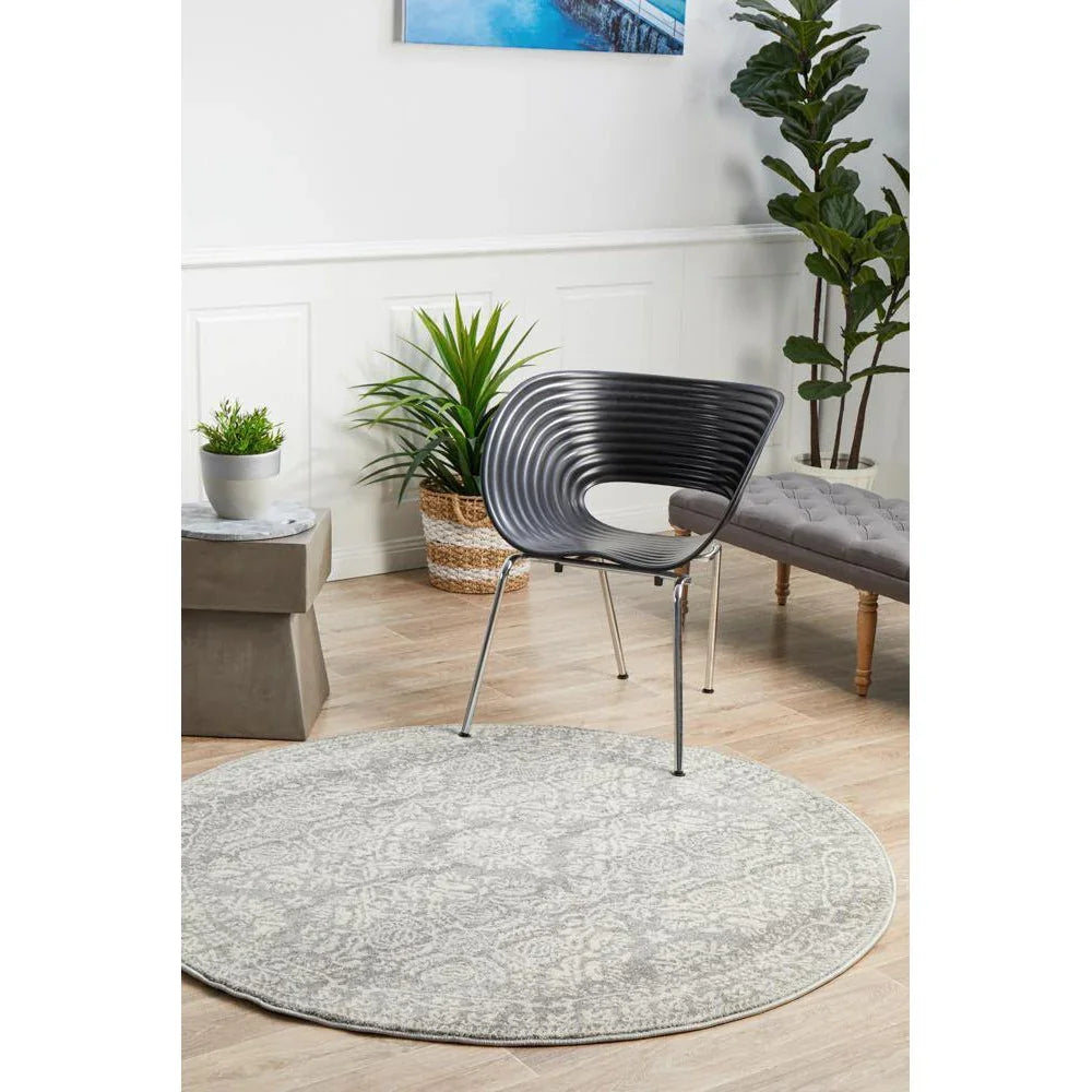 Mirage Gwyneth Stunning Transitional Silver Round Rug - ICONIC RUGS