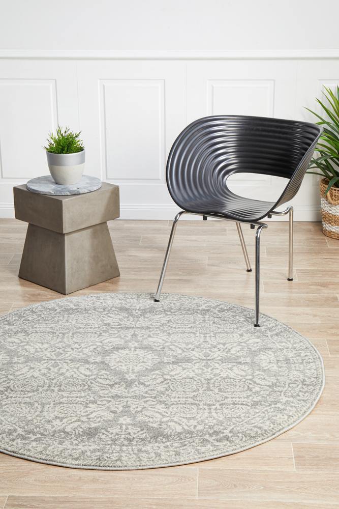 Mirage Gwyneth Stunning Transitional Silver Round Rug - ICONIC RUGS