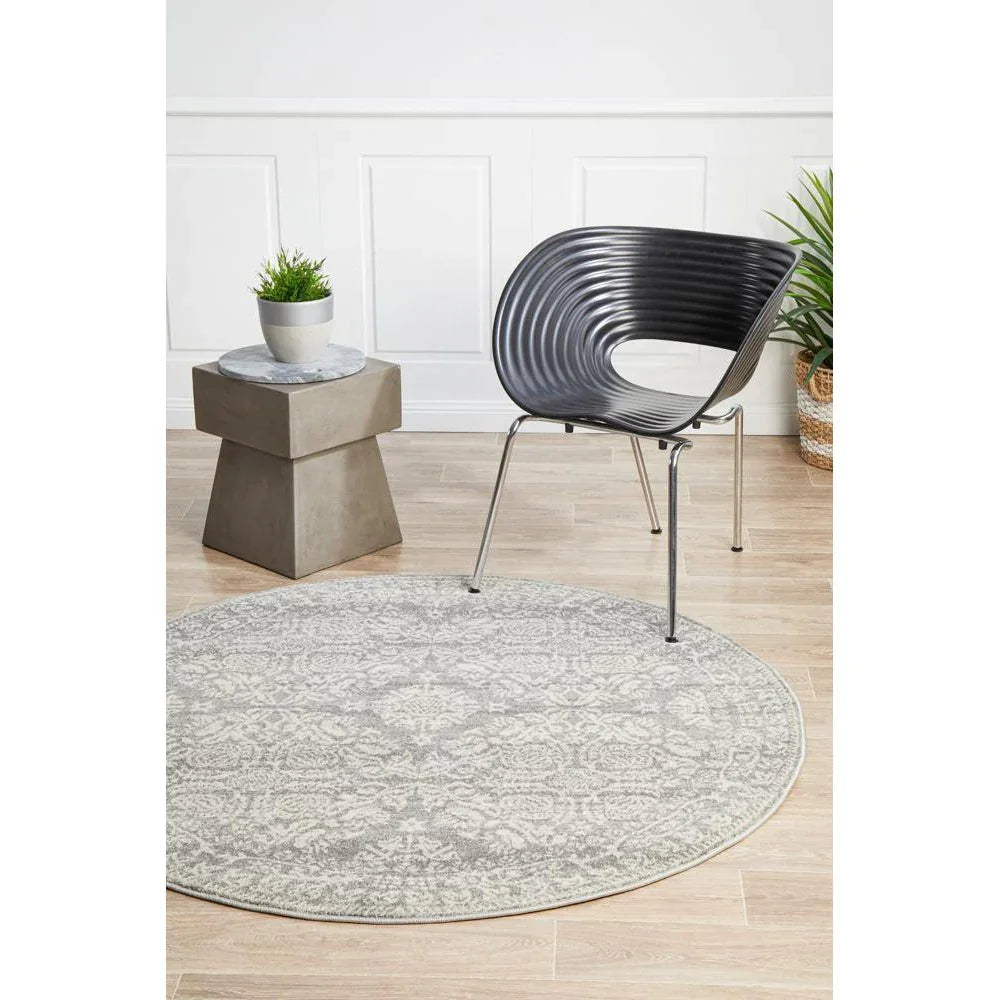 Mirage Gwyneth Stunning Transitional Silver Round Rug - ICONIC RUGS