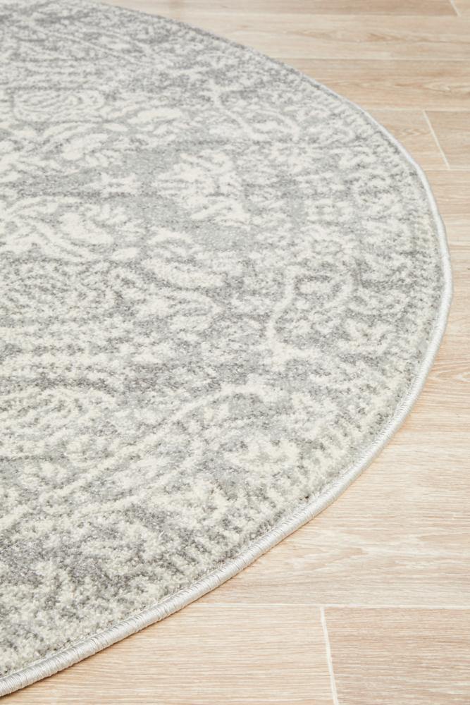 Mirage Gwyneth Stunning Transitional Silver Round Rug - ICONIC RUGS
