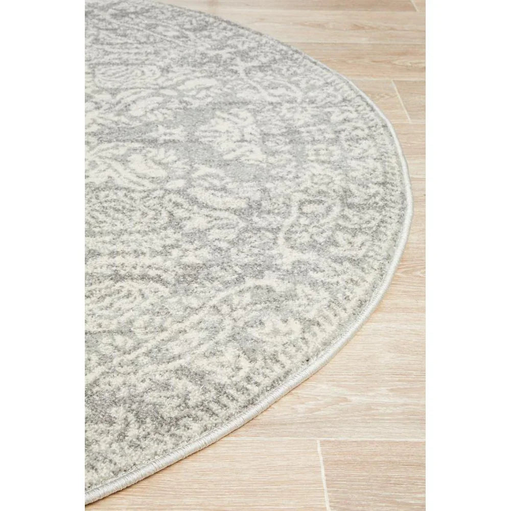 Mirage Gwyneth Stunning Transitional Silver Round Rug - ICONIC RUGS
