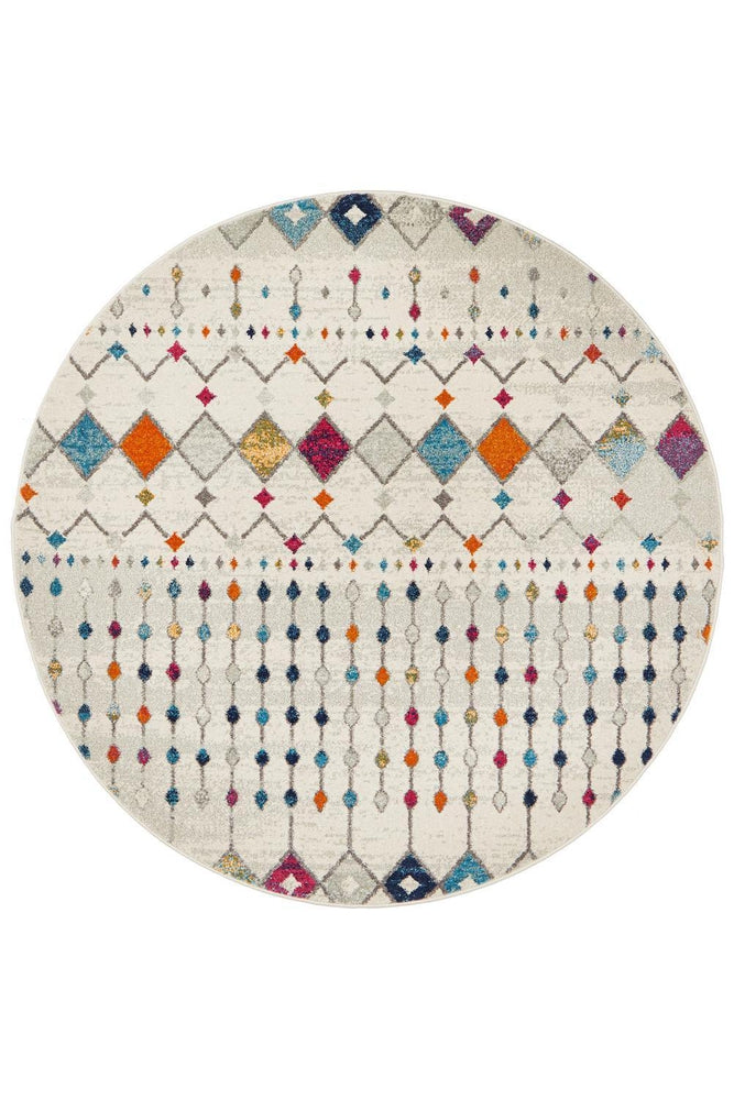Mirage Peggy Tribal Morrocan Style Multi Round Rug - ICONIC RUGS