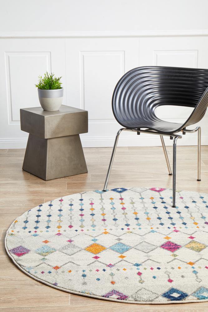 Mirage Peggy Tribal Morrocan Style Multi Round Rug - ICONIC RUGS