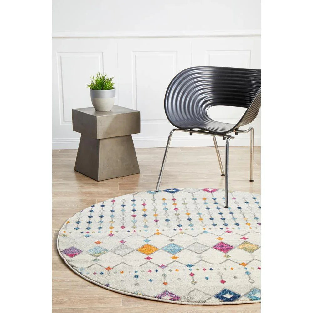 Mirage Peggy Tribal Morrocan Style Multi Round Rug - ICONIC RUGS