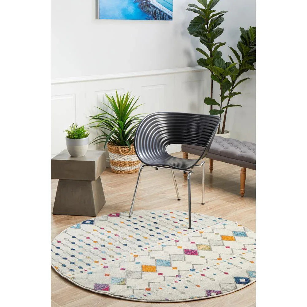 Mirage Peggy Tribal Morrocan Style Multi Round Rug - ICONIC RUGS