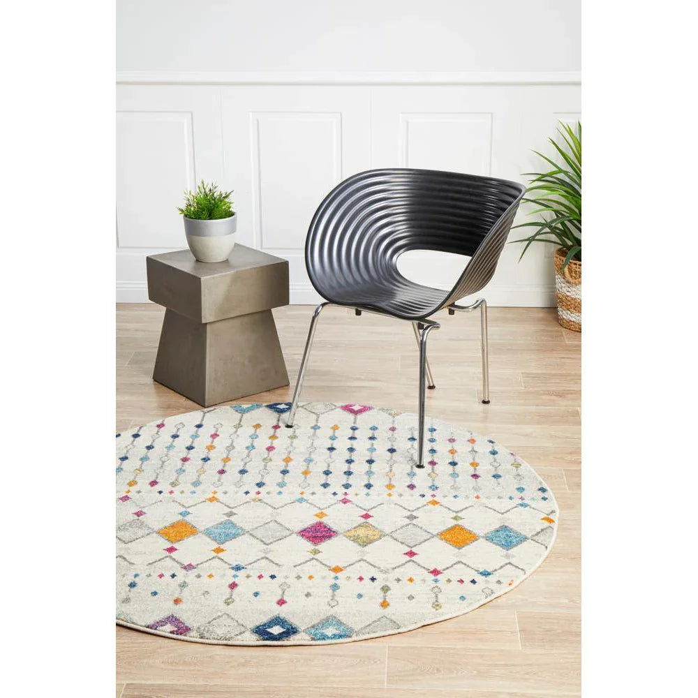 Mirage Peggy Tribal Morrocan Style Multi Round Rug - ICONIC RUGS