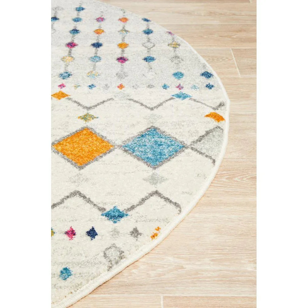 Mirage Peggy Tribal Morrocan Style Multi Round Rug - ICONIC RUGS