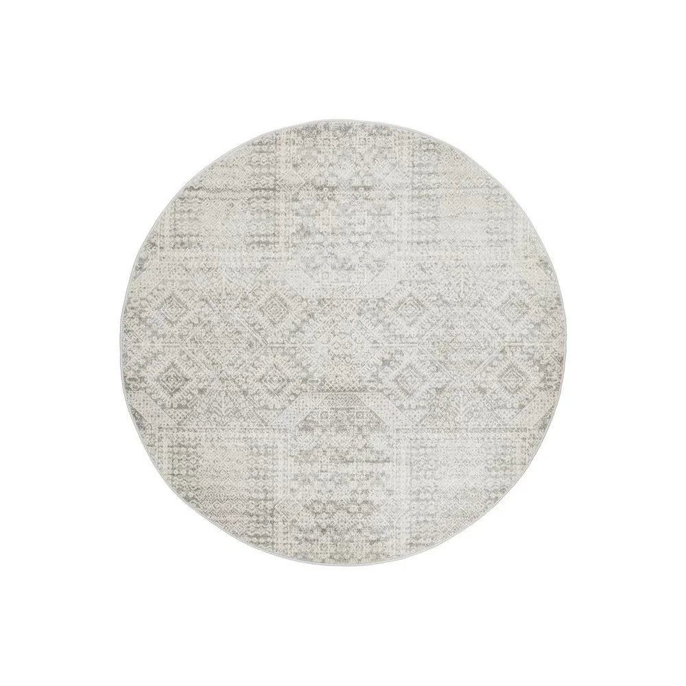 Mirage Zelda Silver Grey Round Rug - ICONIC RUGS