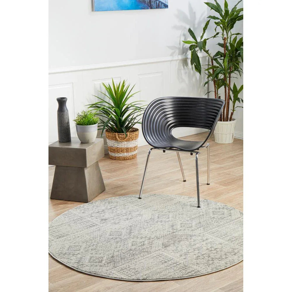 Mirage Zelda Silver Grey Round Rug - ICONIC RUGS