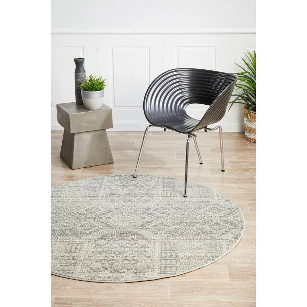 Mirage Zelda Silver Grey Round Rug - ICONIC RUGS