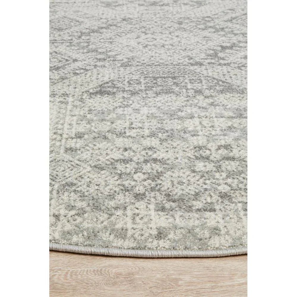 Mirage Zelda Silver Grey Round Rug - ICONIC RUGS