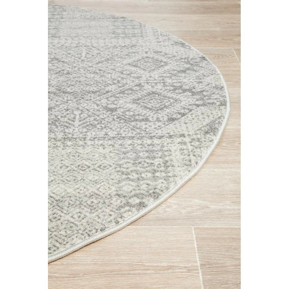 Mirage Zelda Silver Grey Round Rug - ICONIC RUGS