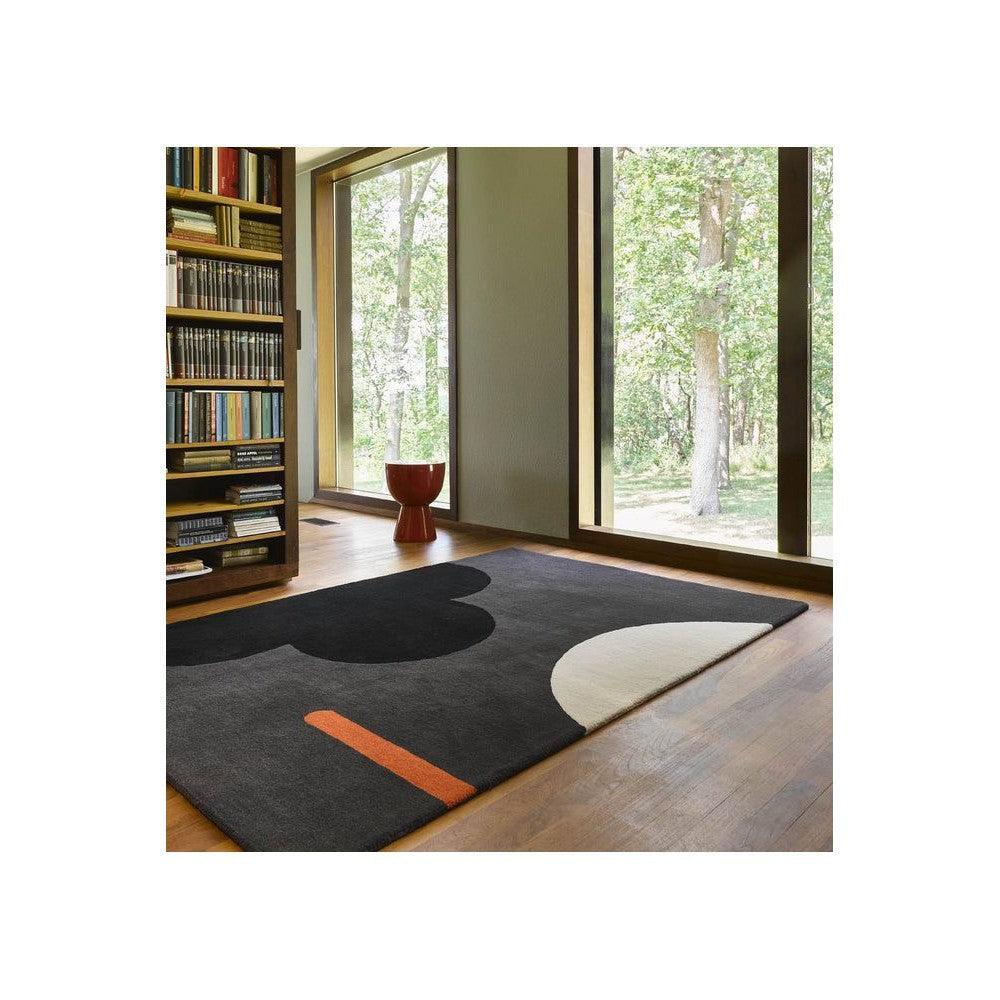 Orla Kiely Geo Flower Graphite Pure Wool Designer Rug