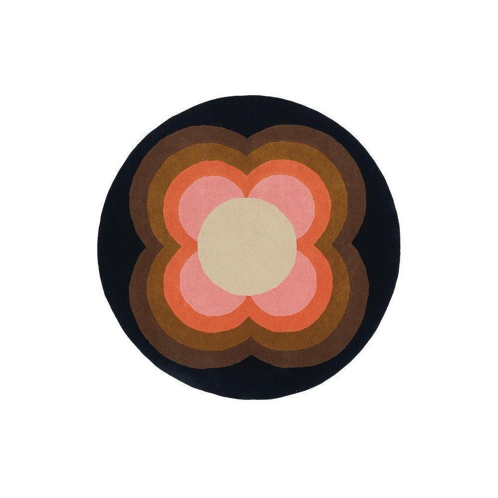 Orla Kiely Sunflower Pink Pure Wool Designer Round Rug