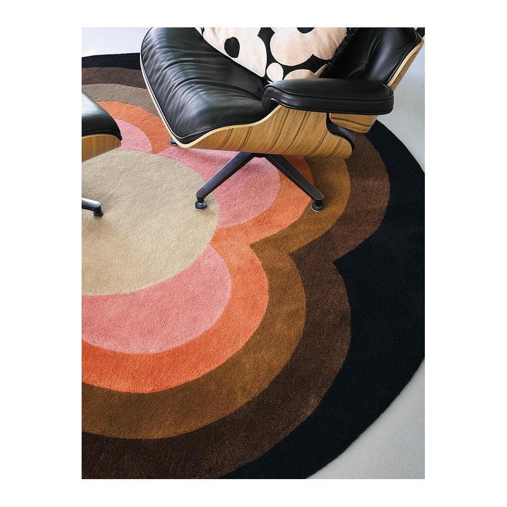 Orla Kiely Sunflower Pink Pure Wool Designer Round Rug