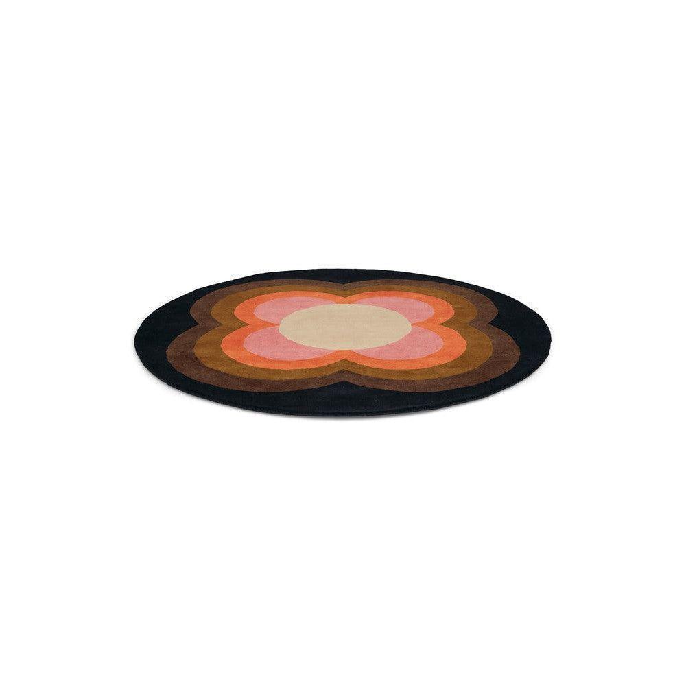 Orla Kiely Sunflower Pink Pure Wool Designer Round Rug