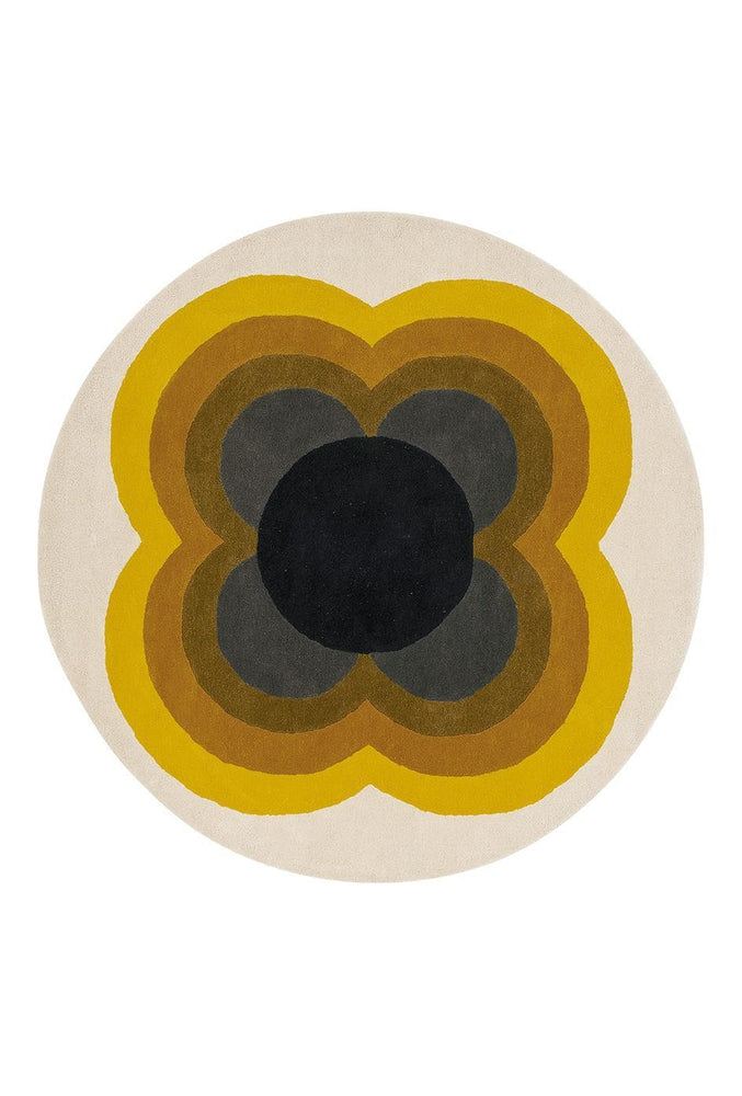Orla Kiely Sunflower Yellow Pure Wool Designer Round Rug