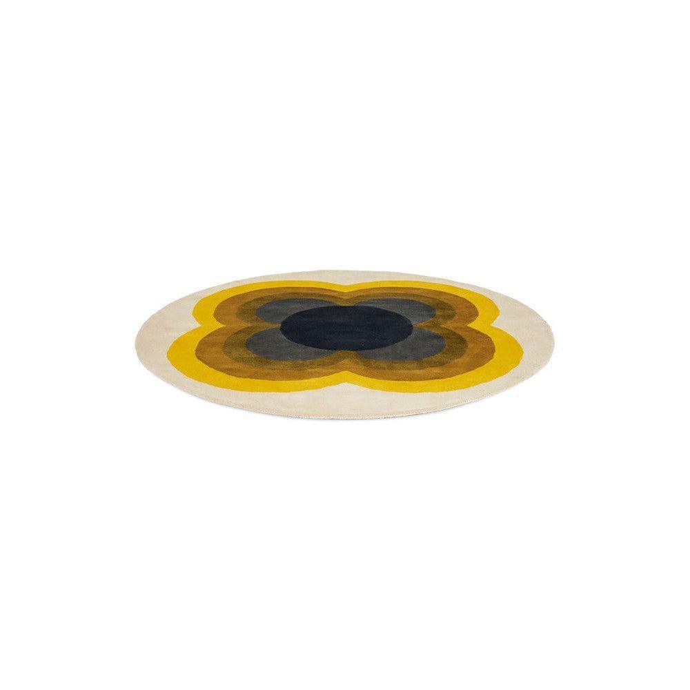 Orla Kiely Sunflower Yellow Pure Wool Designer Round Rug