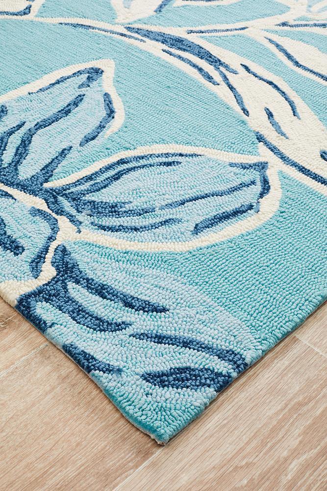 Copacabana Whimsical Blue Floral Indoor Outdoor Rug - ICONIC RUGS