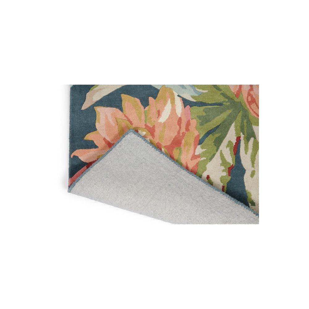 Sanderson Dahlia & Rosehip Teal Pure Wool Designer Rug