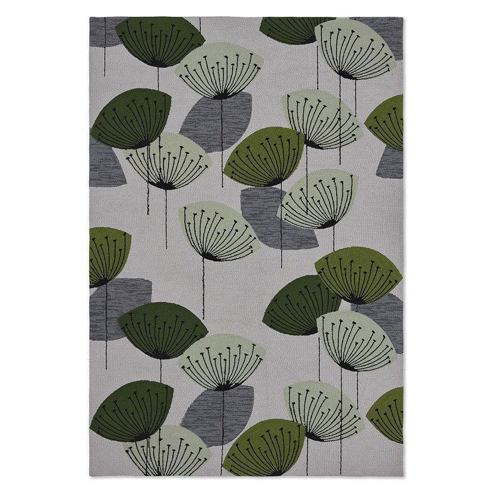 Sanderson Dandelion Clocks Botanical Green Outdoor Designer Rug