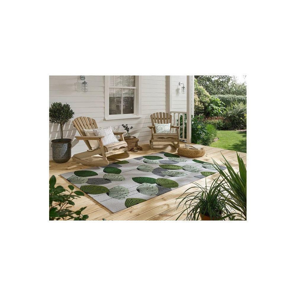 Sanderson Dandelion Clocks Botanical Green Outdoor Designer Rug