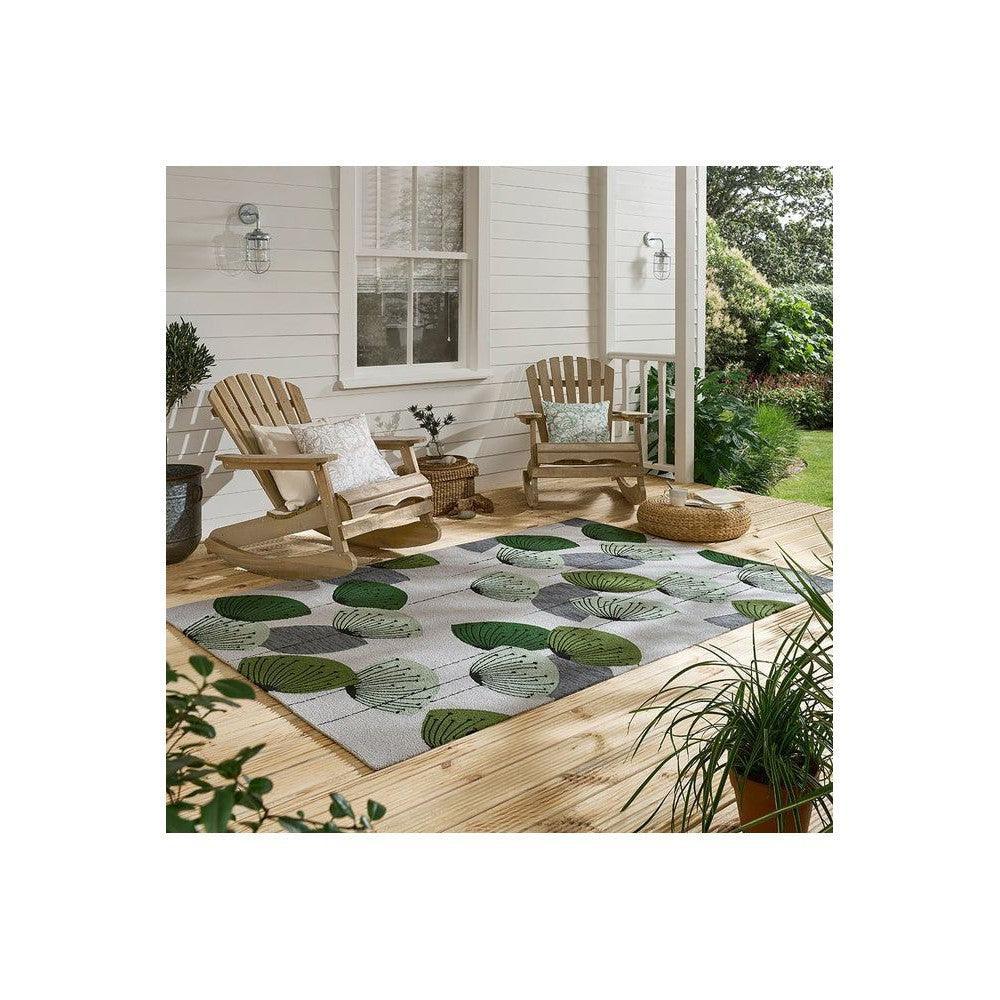 Sanderson Dandelion Clocks Botanical Green Outdoor Designer Rug