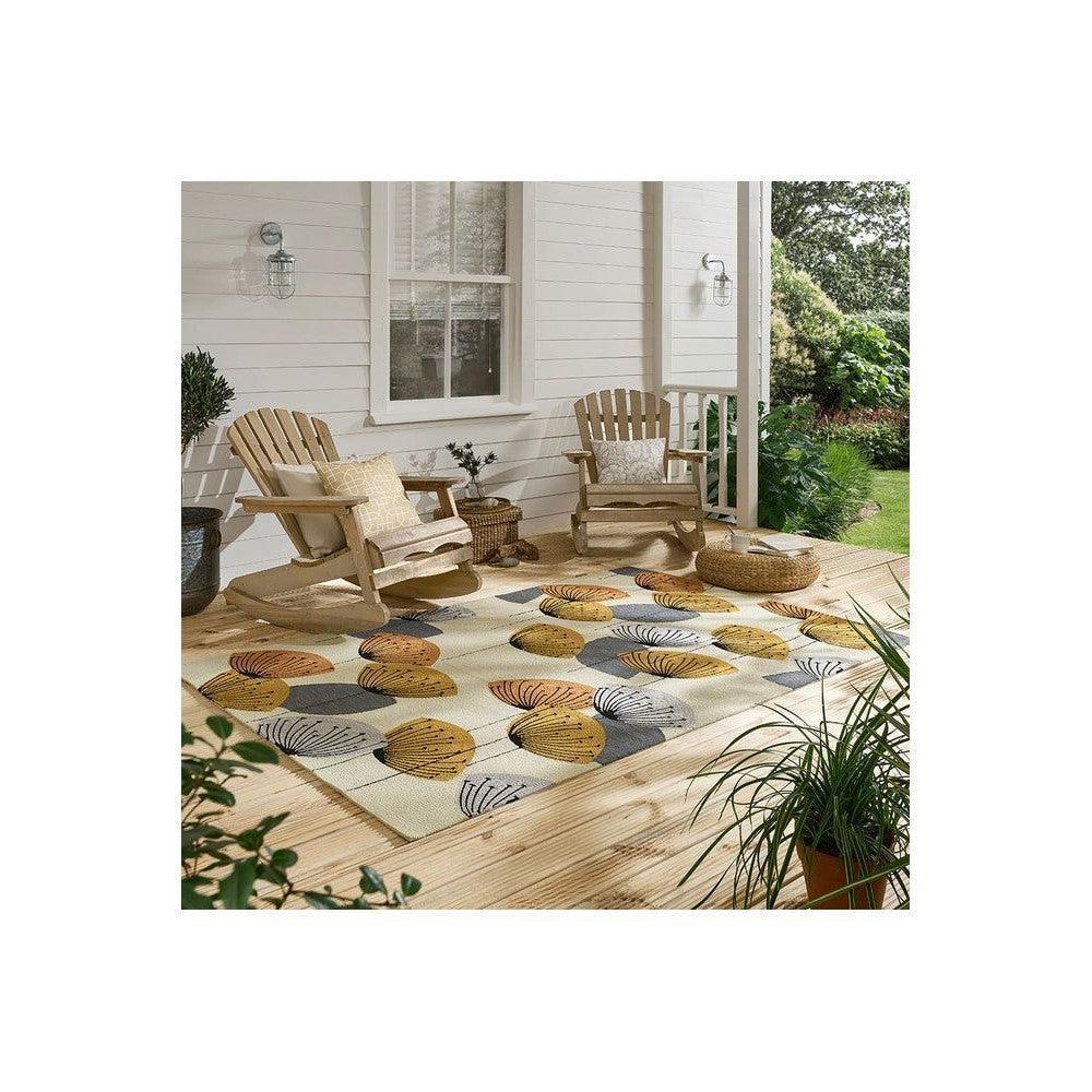 Sanderson Dandelion Clocks Ochre Outdoor Designer Rug