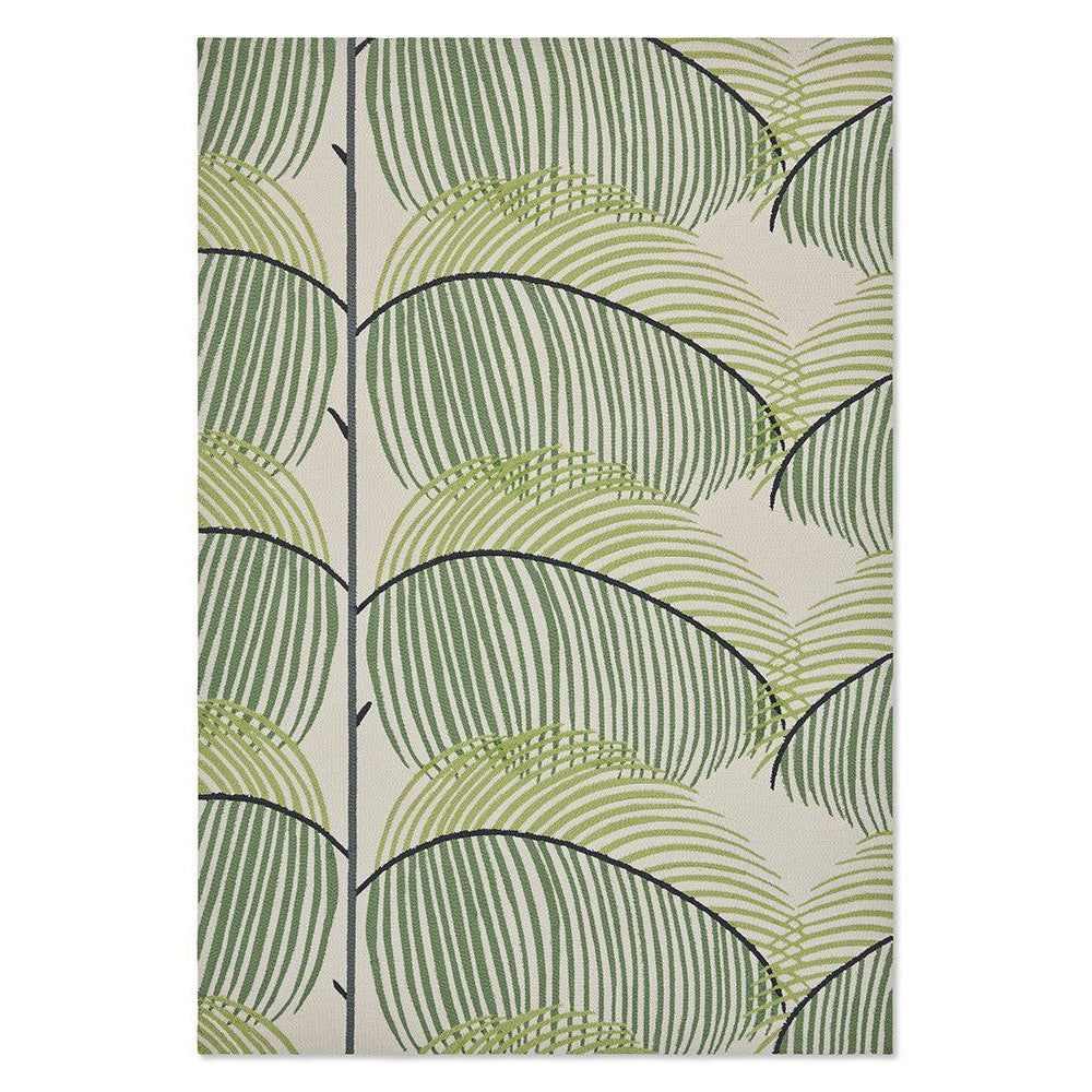 Sanderson Manila Leaf Botanical Green Outdoor Designer Rug