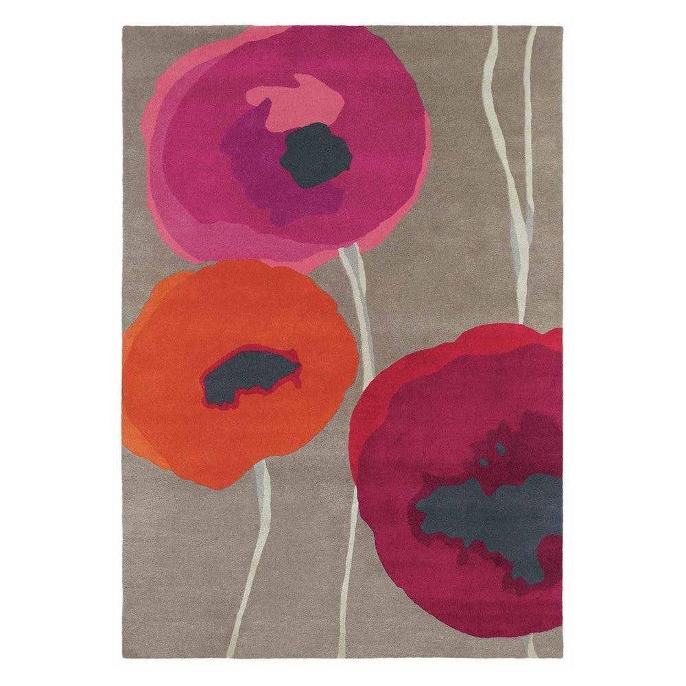 Sanderson Poppies Red/Orange Pure Wool Designer Rug