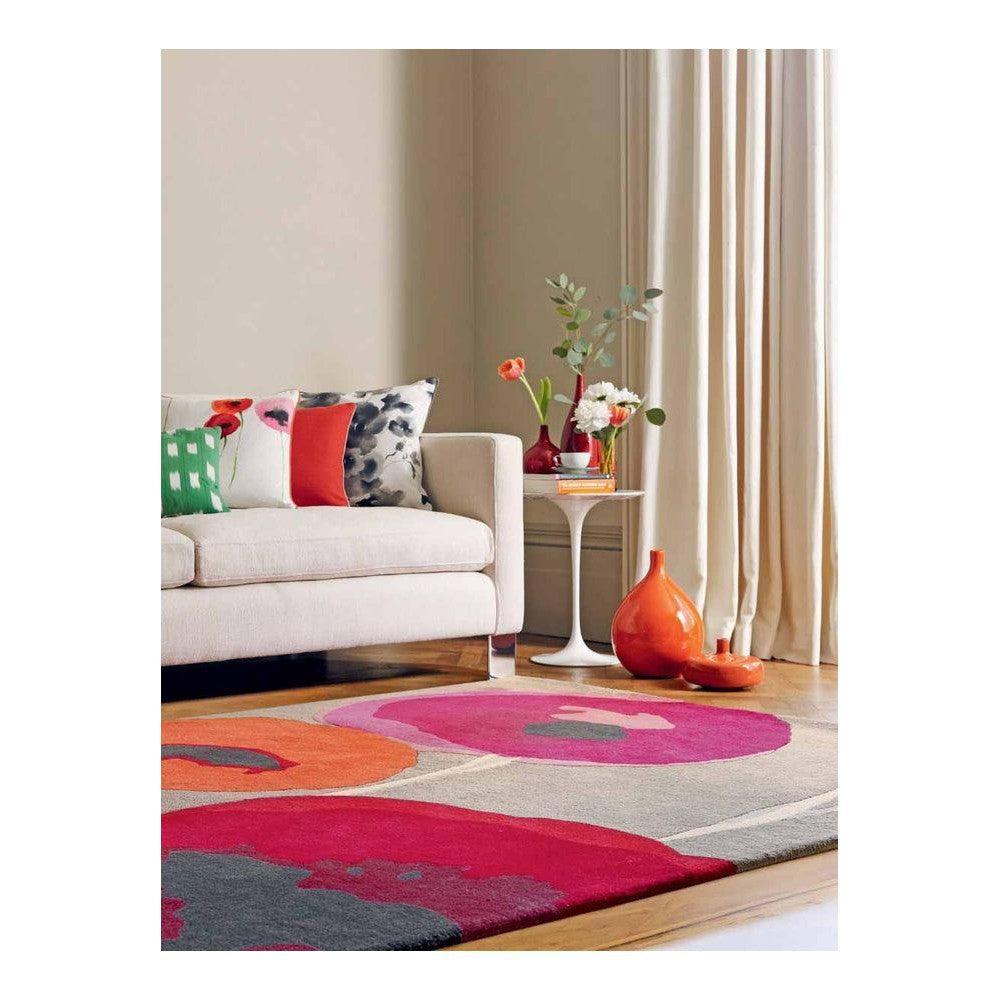 Sanderson Poppies Red/Orange Pure Wool Designer Rug