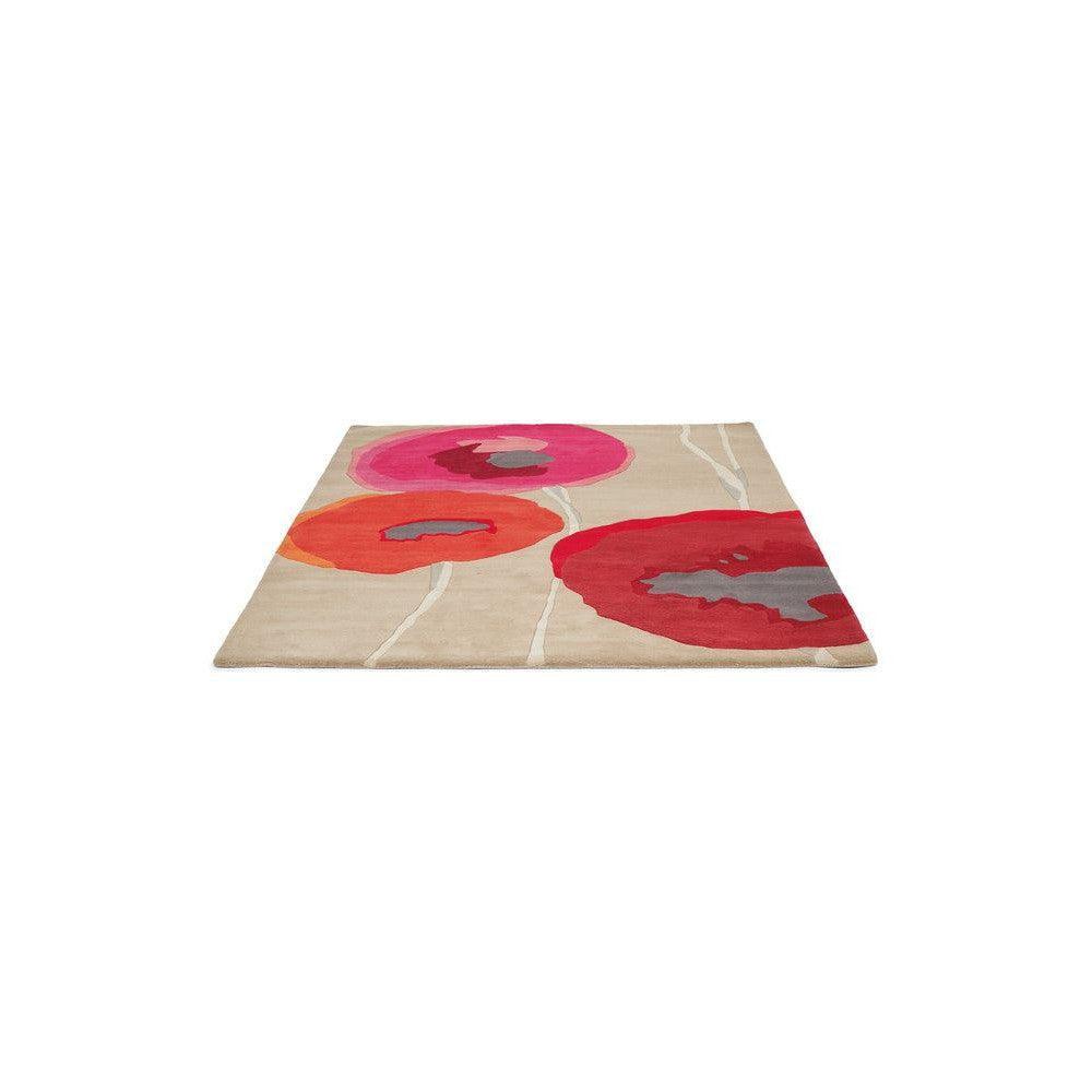 Sanderson Poppies Red/Orange Pure Wool Designer Rug