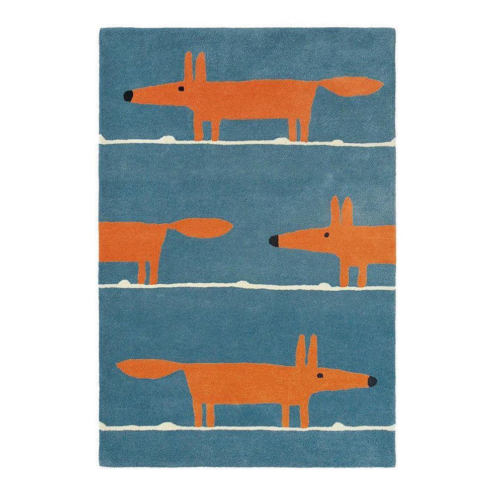 Scion Mr Fox Denim Pure Wool Designer Rug