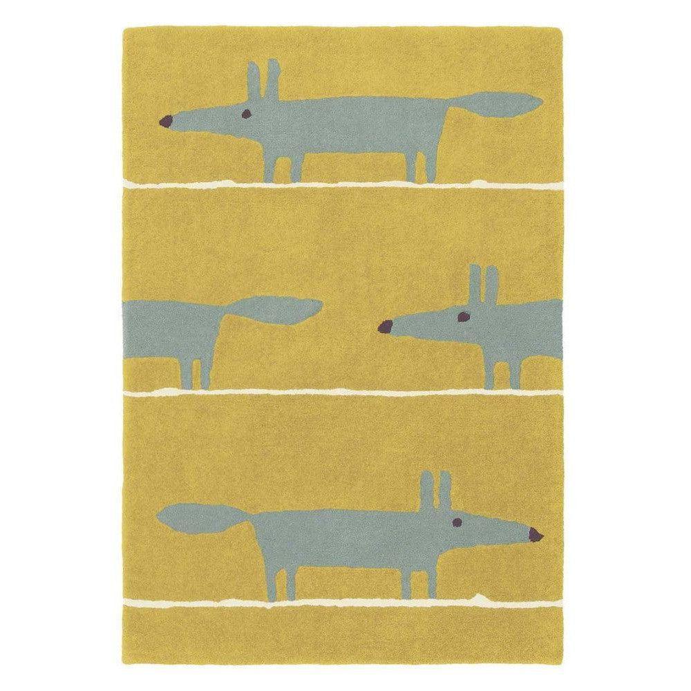 Scion Mr Fox Rug Mustard Pure Wool Designer Rug