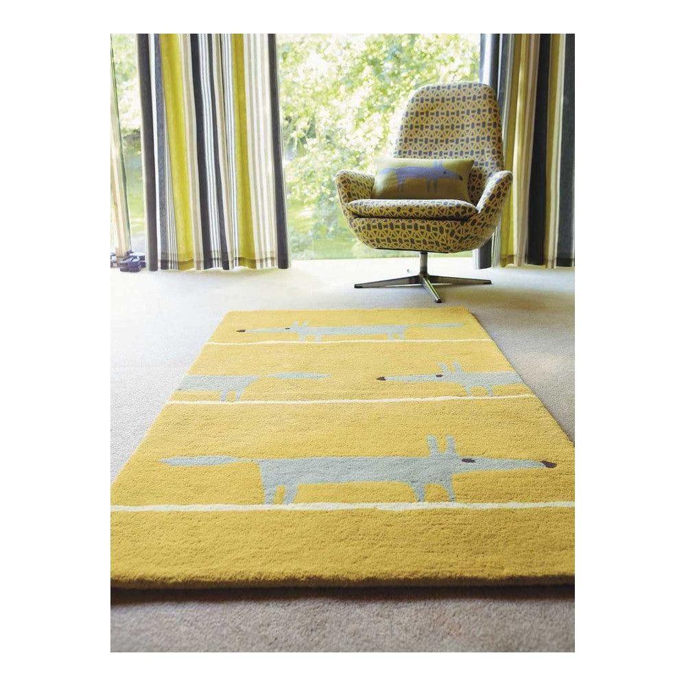 Scion Mr Fox Rug Mustard Pure Wool Designer Rug