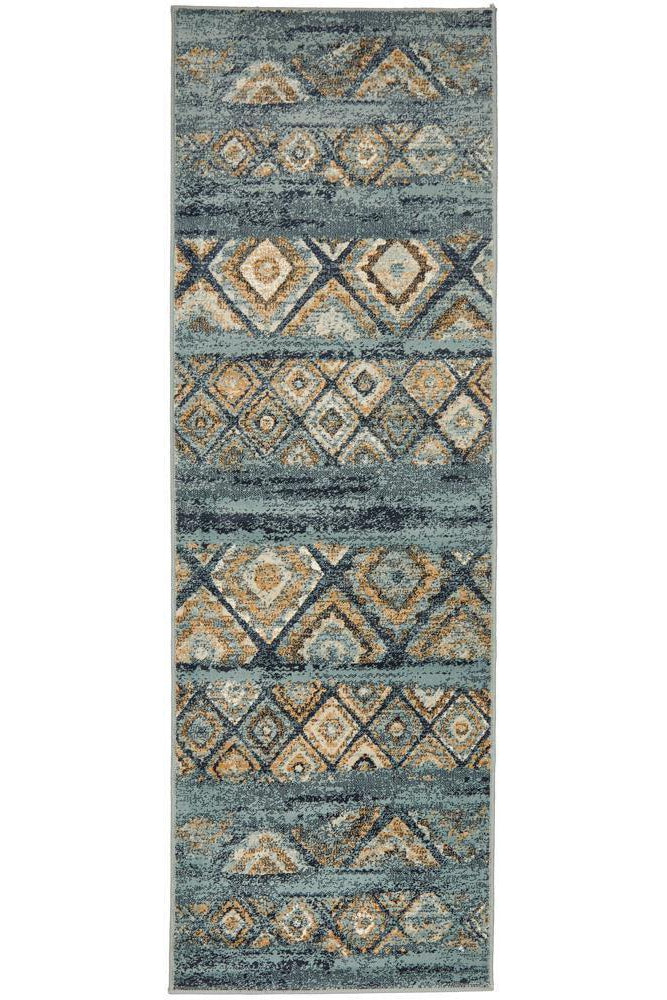 Oxford Mayfair Contrast Blue Runner Rug - ICONIC RUGS