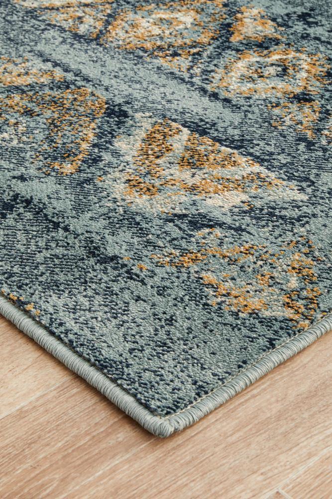 Oxford Mayfair Contrast Blue Runner Rug - ICONIC RUGS
