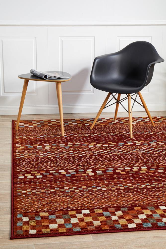 Oxford Mayfair Squares Rust Rug - ICONIC RUGS