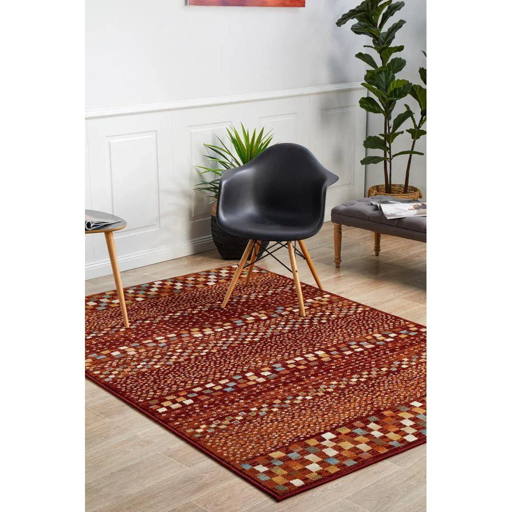 Oxford Mayfair Squares Rust Rug - ICONIC RUGS