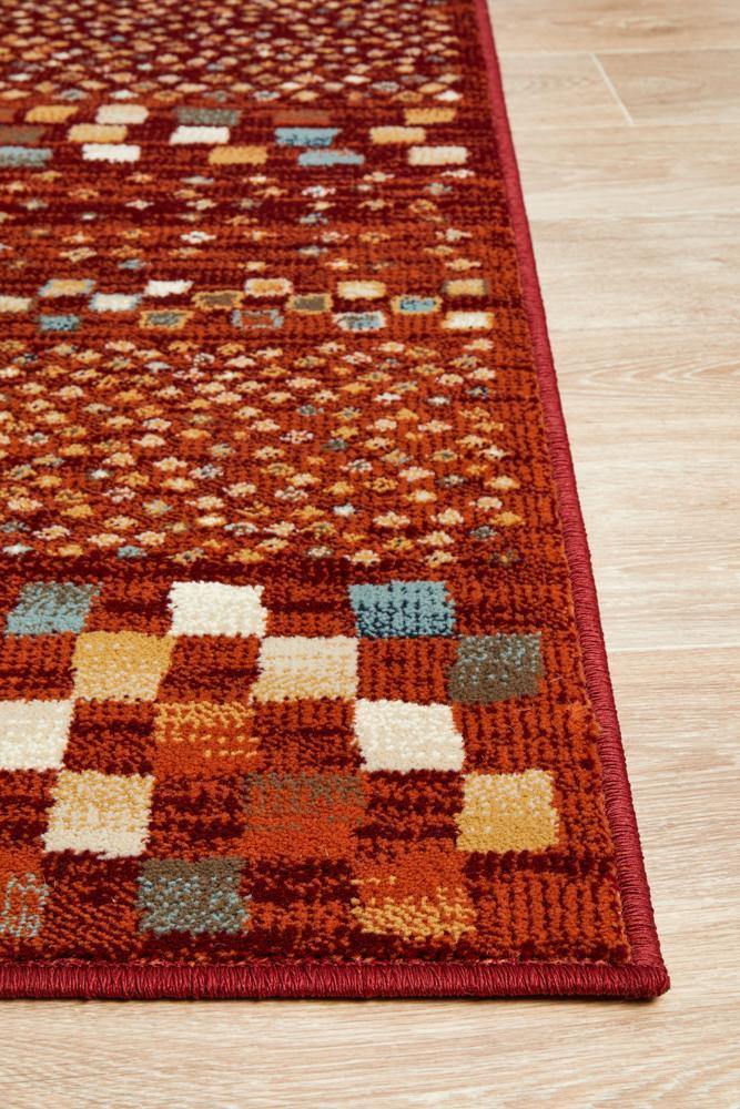 Oxford Mayfair Squares Rust Rug - ICONIC RUGS