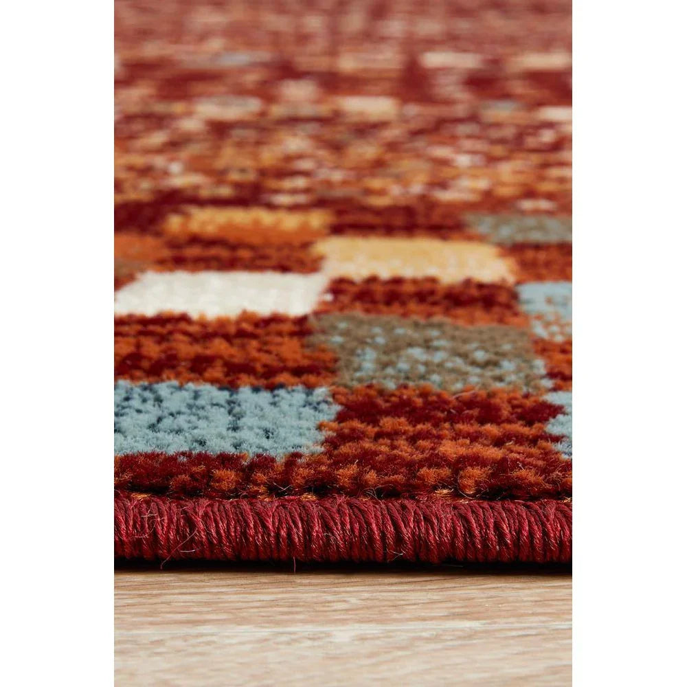 Oxford Mayfair Squares Rust Rug - ICONIC RUGS