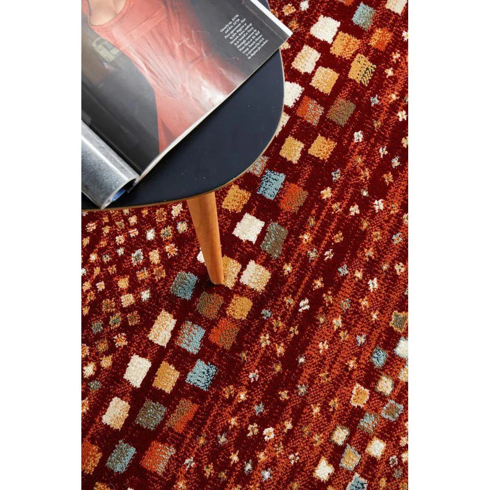 Oxford Mayfair Squares Rust Rug - ICONIC RUGS