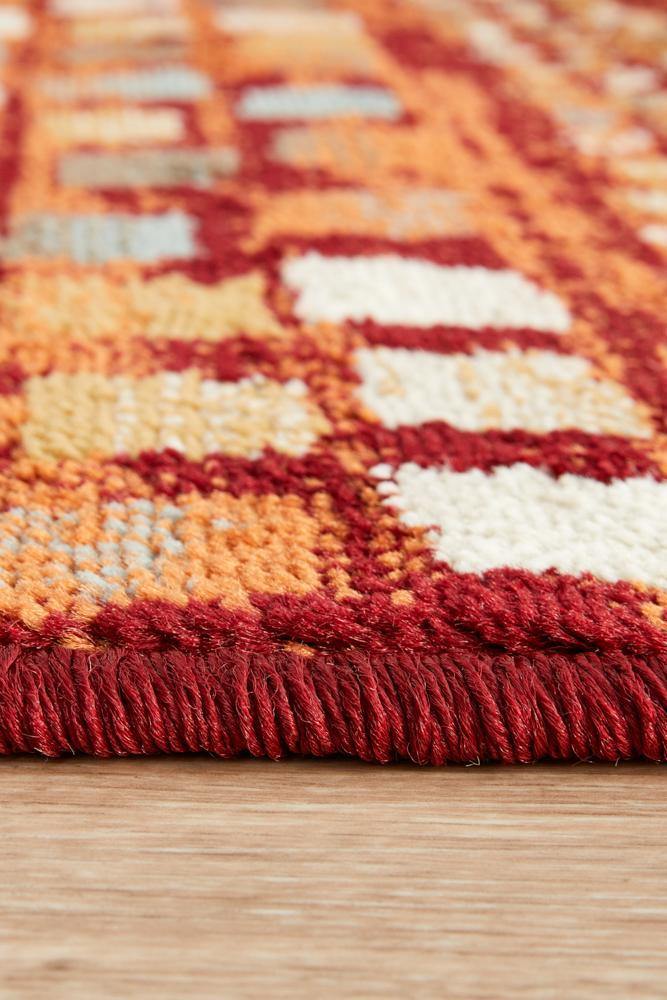 Oxford Mayfair Squares Rust Runner Rug - ICONIC RUGS