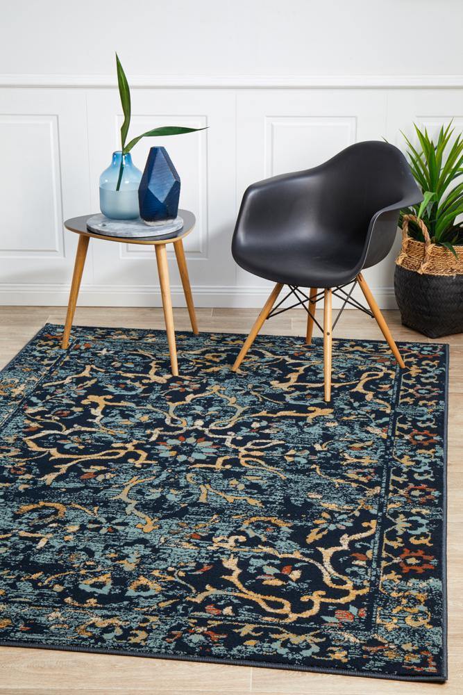 Oxford Mayfair Stem Navy Rug - ICONIC RUGS