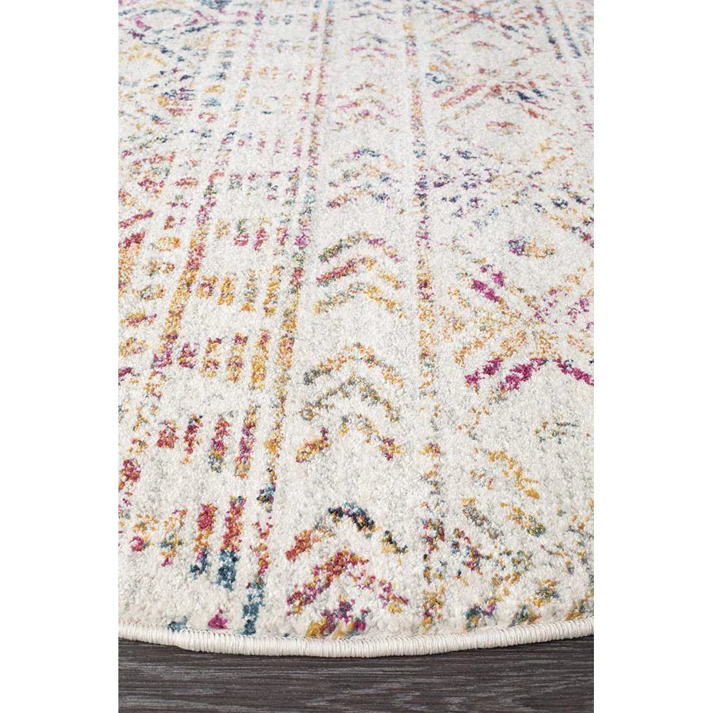 Oasis Ismail Multi Grey Rustic Round Rug