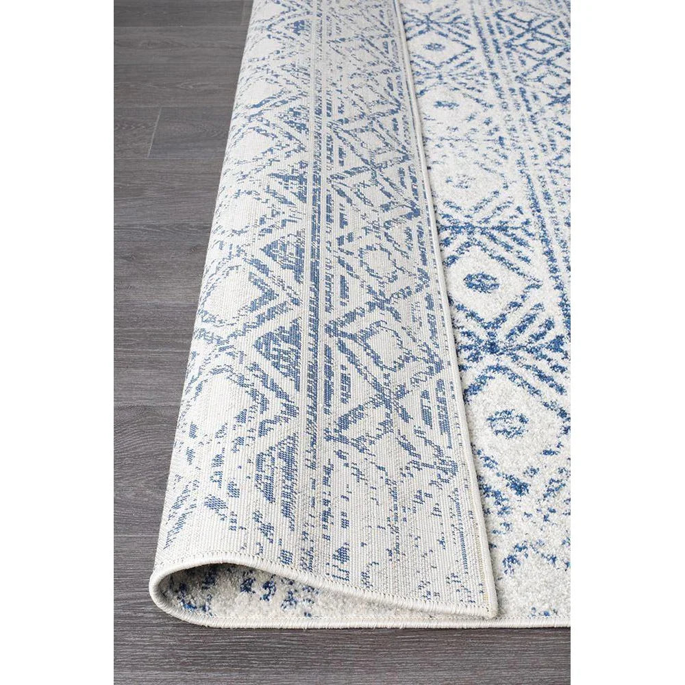 Oasis Ismail White Blue Rustic Rug
